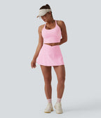 Jupe de tennis micro mini 2-en-1 SoftlyZero™ Airy taille haute croisée avec poche - UPF50+
