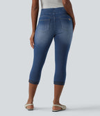Jean capri skinny Halara Flex™ taille haute décontracté à ourlet roulotté avec poches