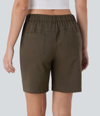 Short de randonnée déperlant taille moyenne 17,5 cm avec boutons, zip et poches multiples