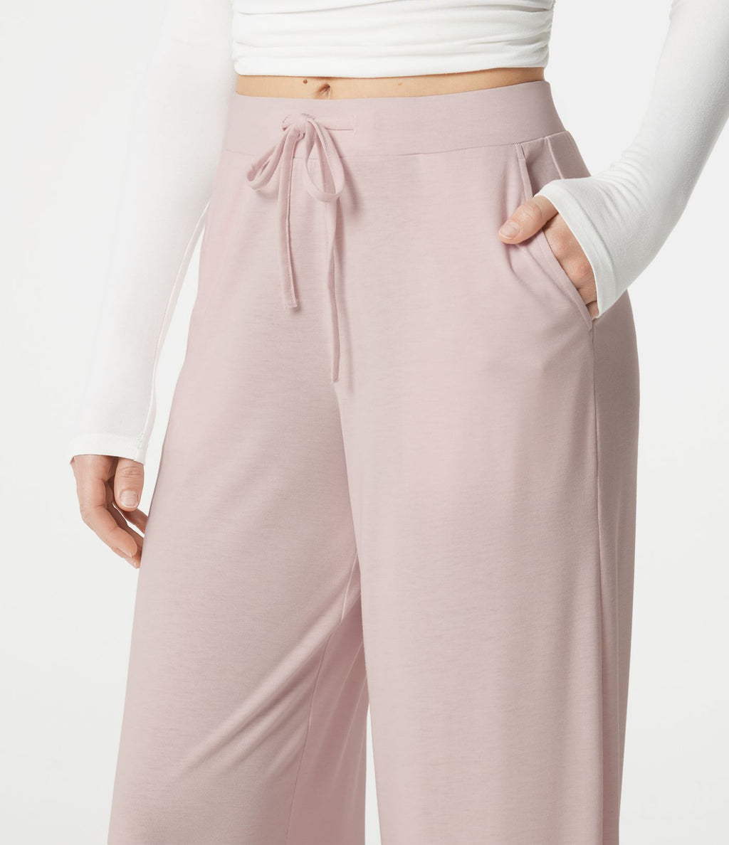 Pantalon de détente large taille mi-haute avec cordon de serrage et poches