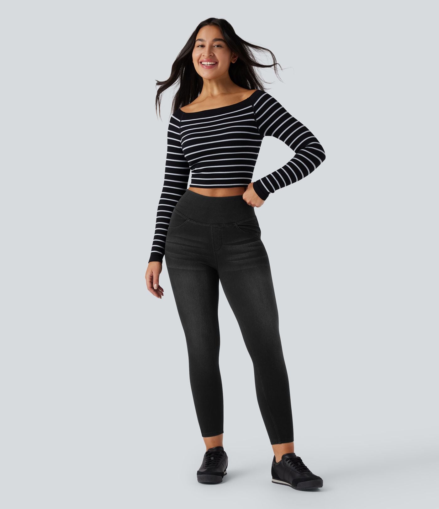 Legging 7/8 en denim gainant taille haute effet push-up Halara Flex™ avec poches