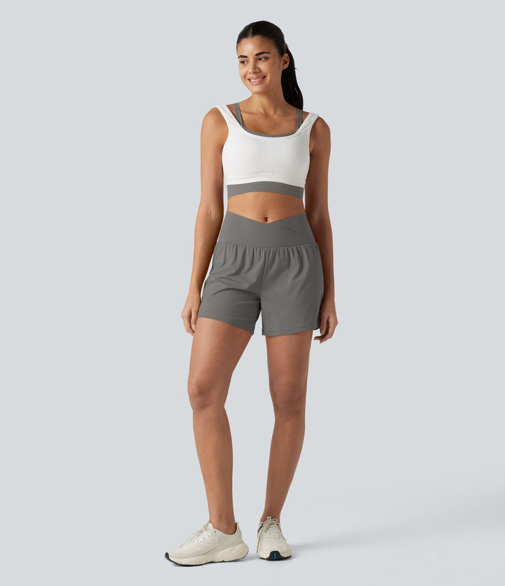 Short de yoga SoftlyZero™ Airy croisé taille haute 2-en-1 effet frais InstantCool 12,5 cm avec poches