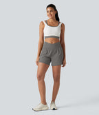 Short de yoga SoftlyZero™ Airy croisé taille haute 2-en-1 effet frais InstantCool 12,5 cm avec poches