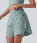 SoftlyZero™ QuickDry Short running 2-en-1 gainant taille haute à pois réfléchissants et ourlet croisé 17,5 cm avec poches