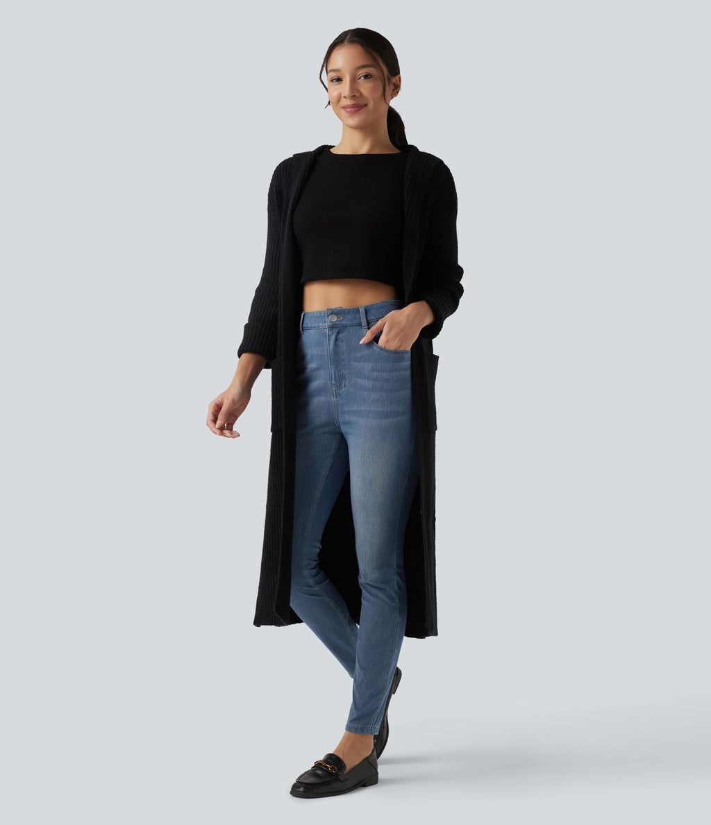 Jean ajusté décontracté Halara Flex™ taille haute avec poches