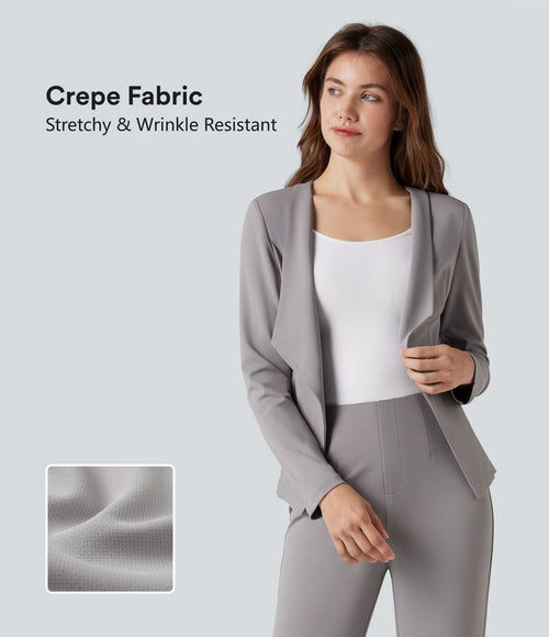 Blazer tailleur waterfall manches longues en crêpe