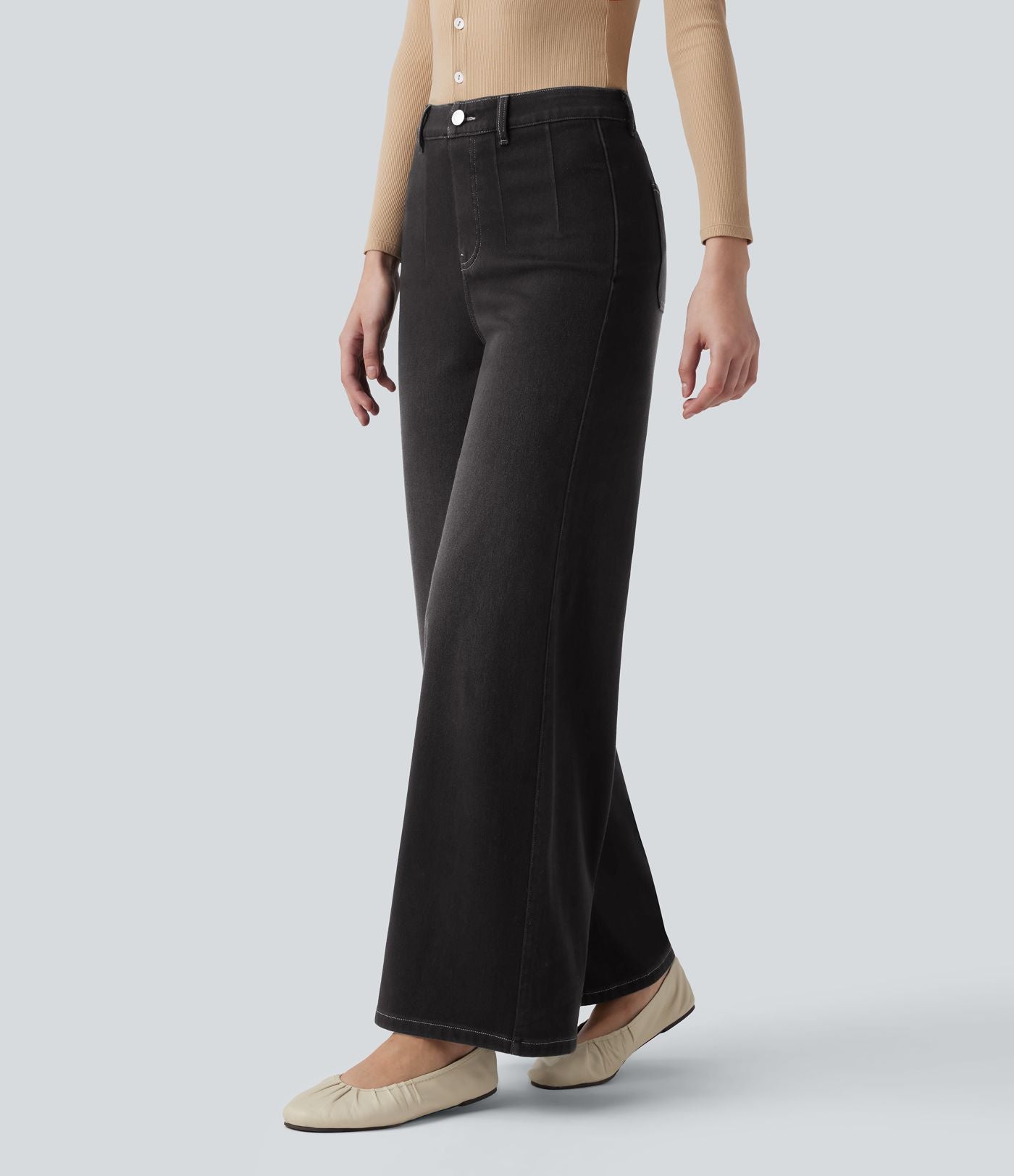Halara Flex™ Jean large décontracté taille haute gainant avec poches