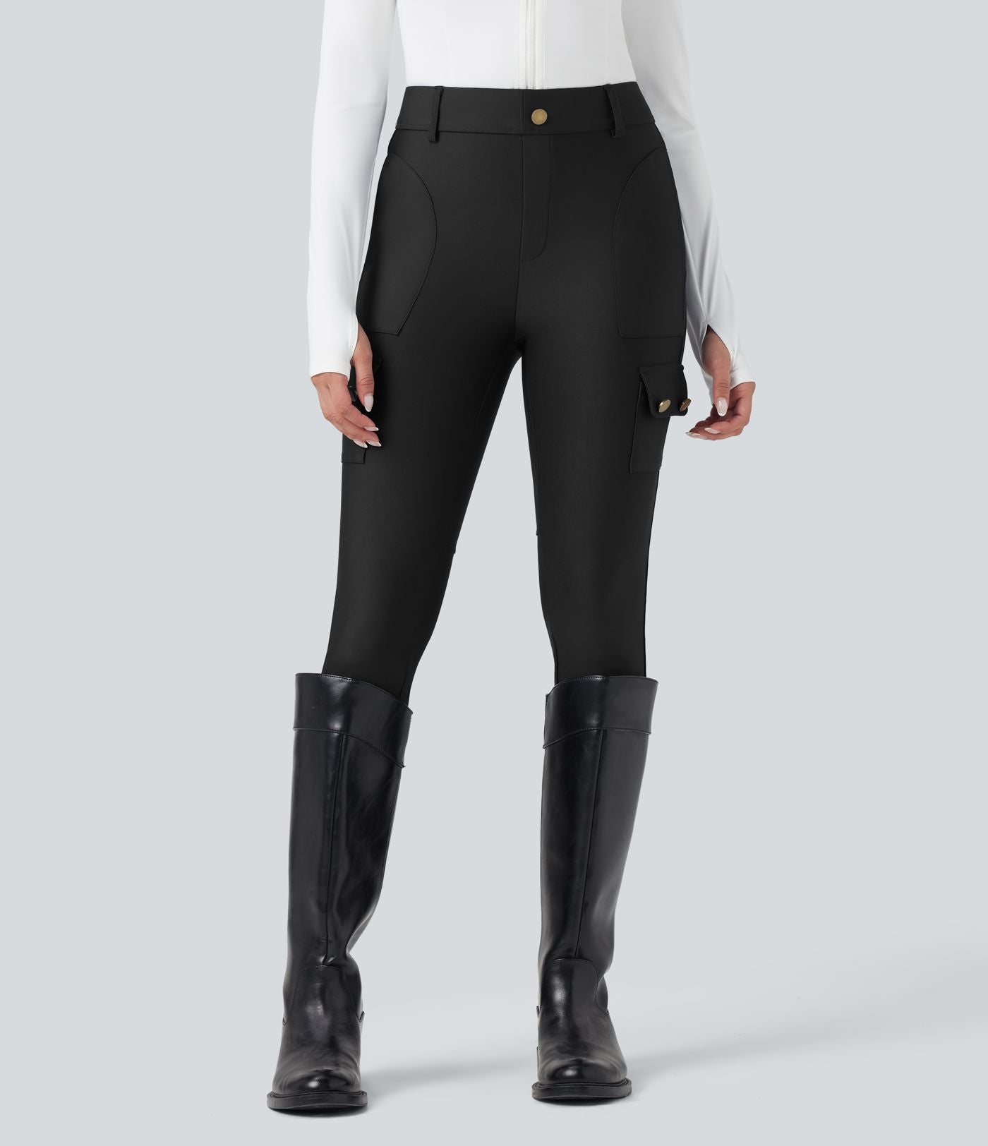Legging 7/8 brillant taille haute avec poches