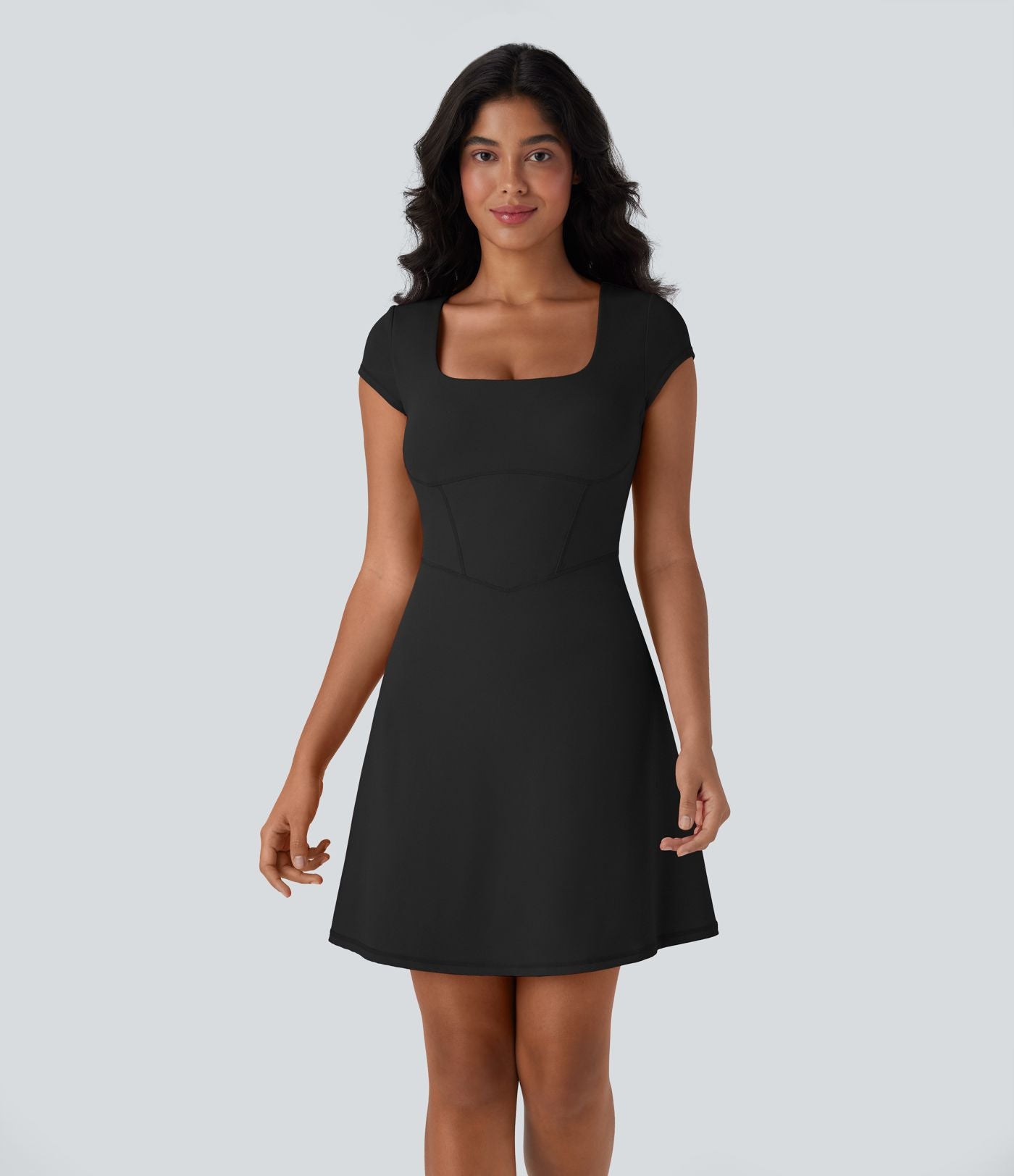 Robe décontractée mini 2-en-1 Softlyzero™ Plush à col carré style corset avec poche