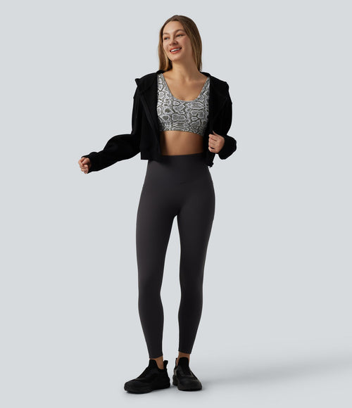 Brassière de sport yoga OneForm sans couture Flow maintien léger col U imprimé python avec soutien-gorge intégré