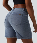 Short denim décontracté Halara Flex™ taille mi-haute 17,5 cm avec poches