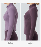 Veste de yoga Halara UltraSculpt™ col montant froncée push-up manches longues à trous pouces avec poches