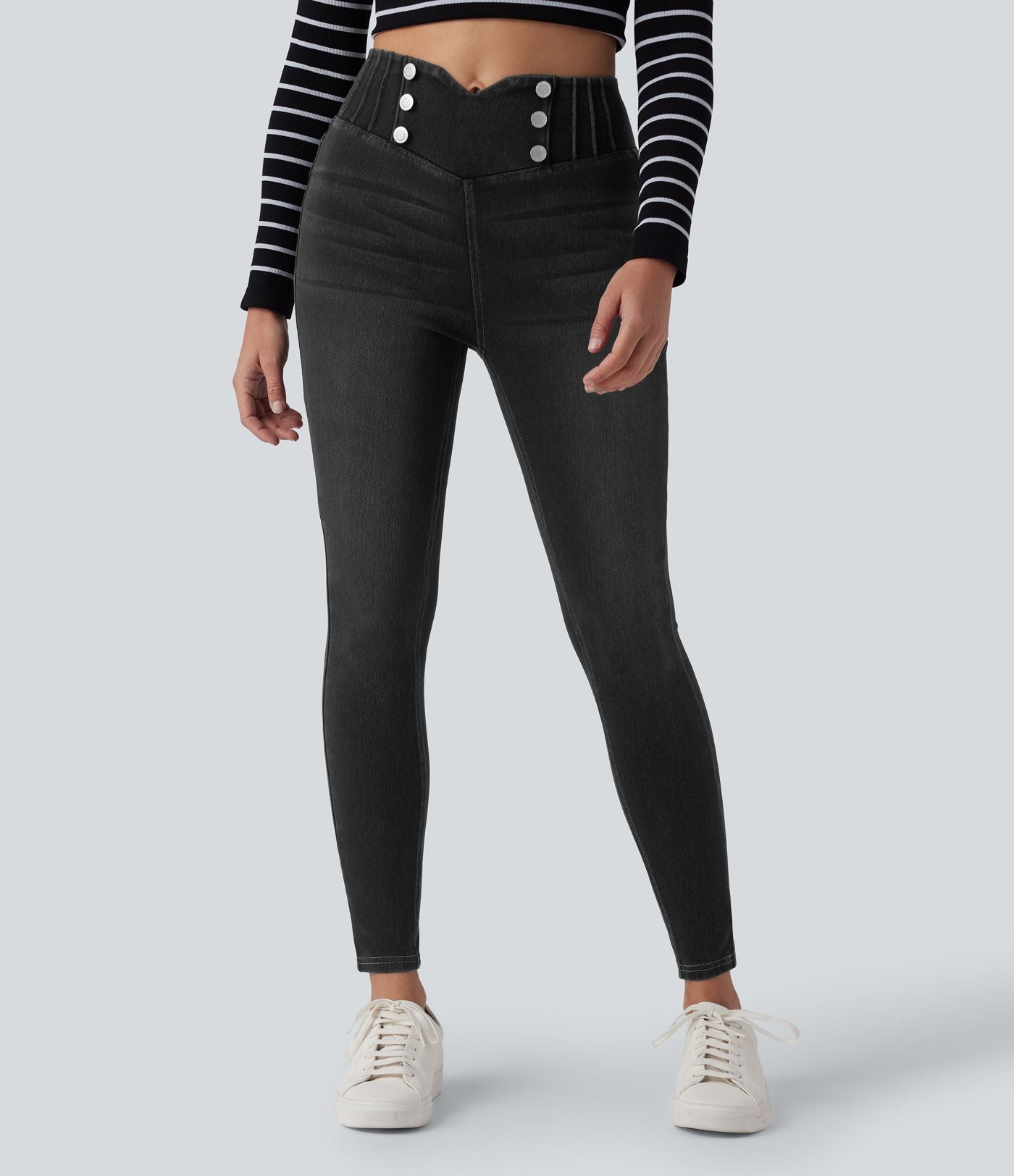 Legging 7/8 skinny en denim Halara Flex™ taille haute gainant avec poches
