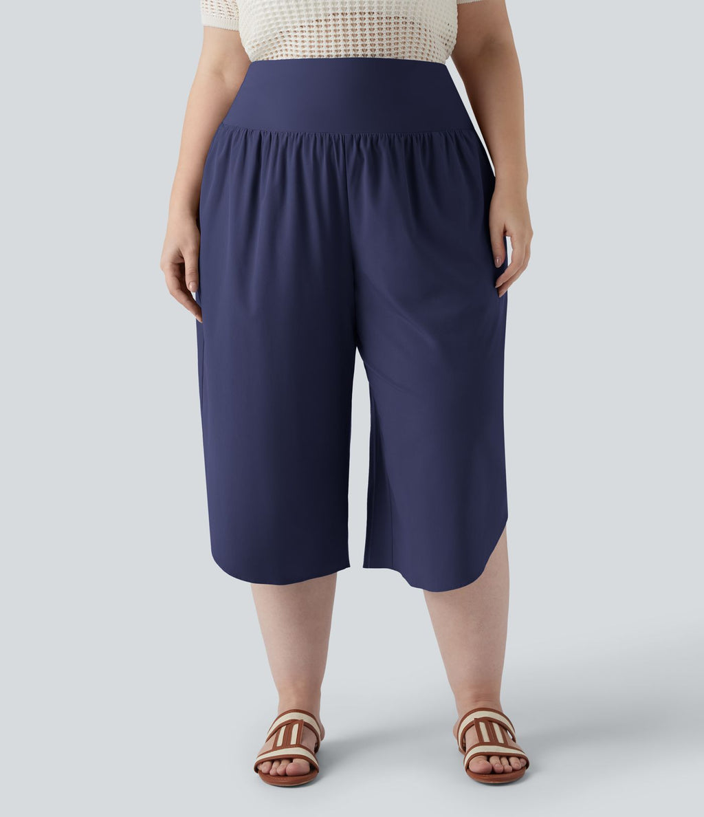 Pantalon capri grande taille Breezeful™ taille haute gainant à ourlet arrondi séchage rapide avec poches