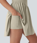 Robe active fluide Breezeful™ mini 2-en-1 à séchage rapide avec dos nu, style corset et poche - Longueur allongée