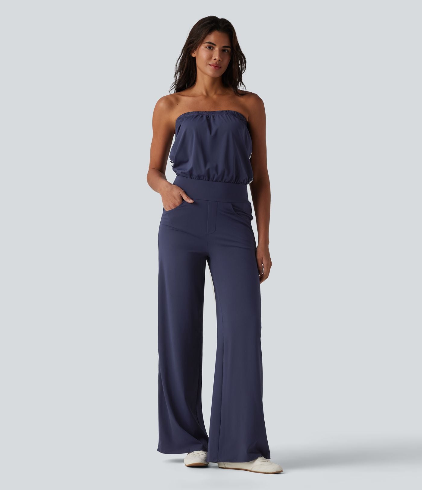 Combinaison casual bustier bandes latérales rayures à séchage rapide SoftlyZero™ QuickDry avec poches - Easy Peasy