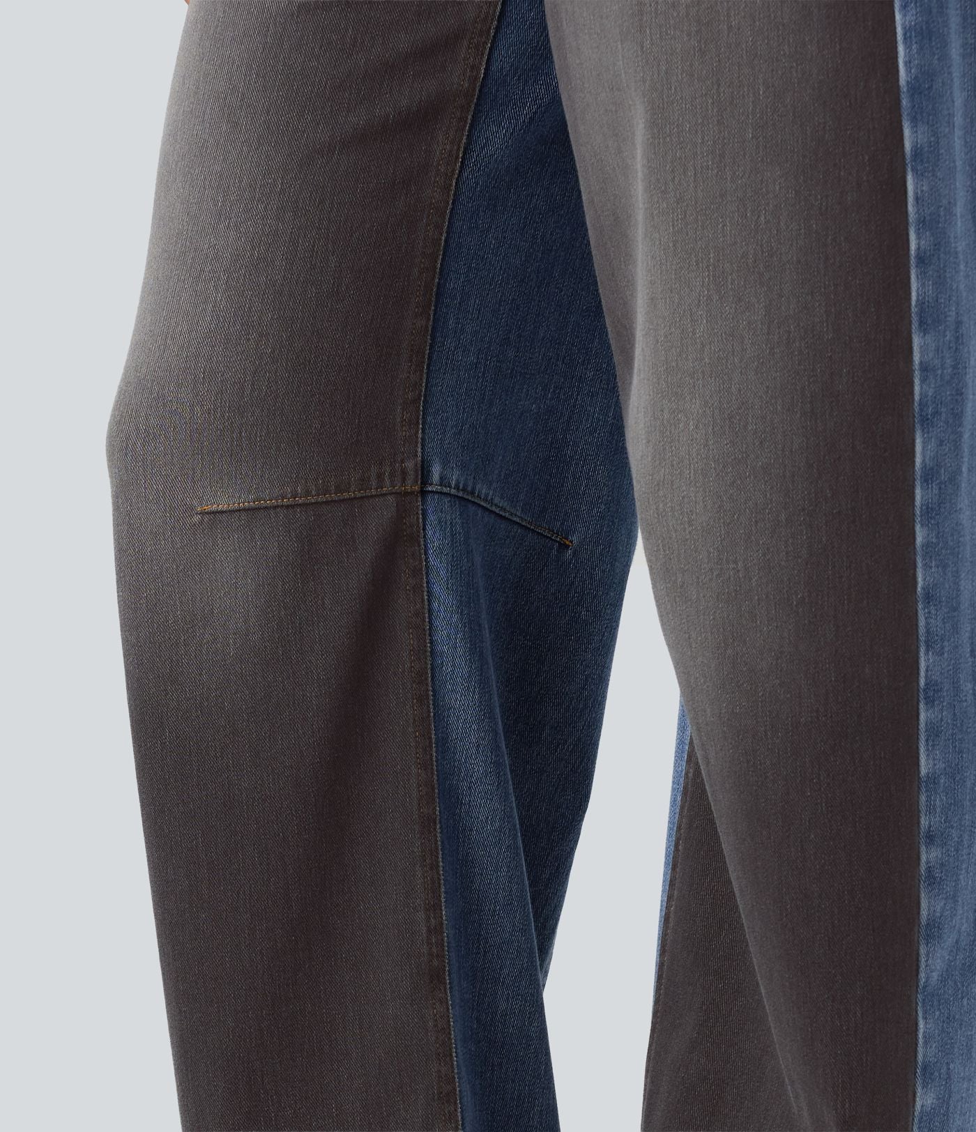 Jean barrel casual Halara Flex™ taille mi-haute color block avec poches