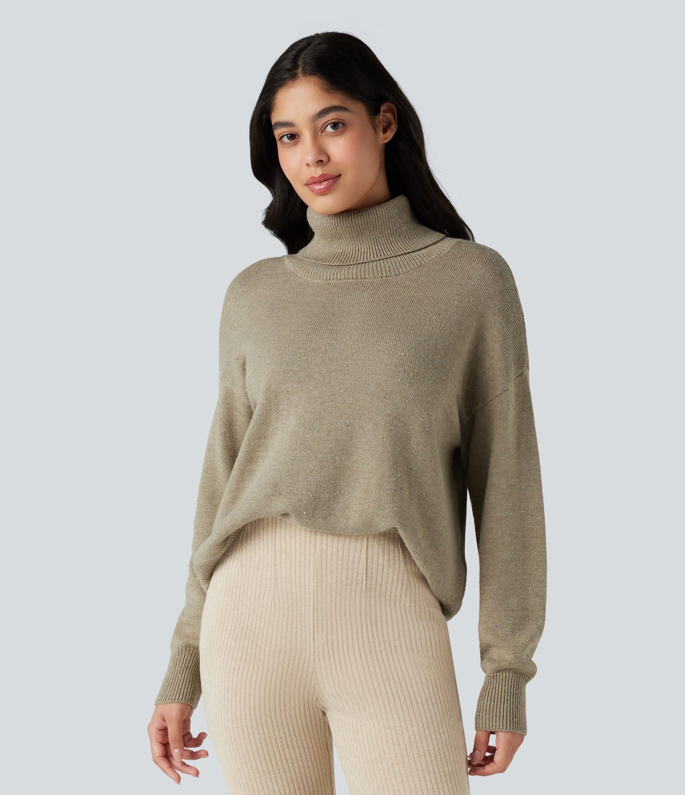 Pull col montant manches longues