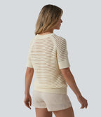 Pull col rond manches courtes