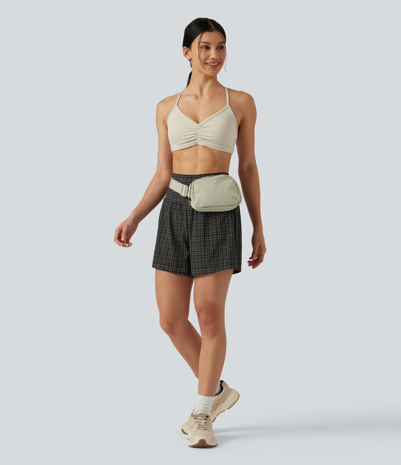 Short de yoga 2-en-1 Halara UltraSculpt™ taille très haute 12,5 cm à carreaux avec poches
