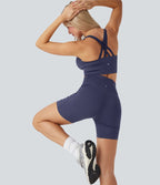 Short cycliste 12,5 cm de course gainant taille haute avec fronces et séchage rapide SoftlyZero™