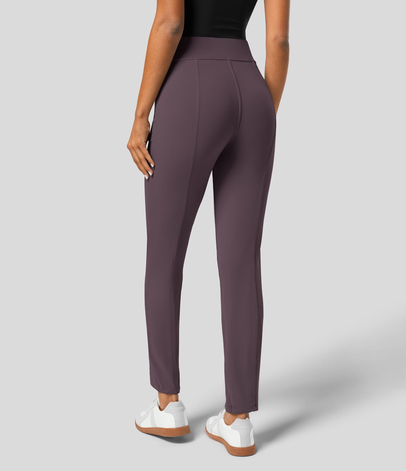 Pantalon ajusté taille haute zippé avec poches