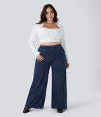Halara Flex™ High Waisted Multiple Pockets Wide Leg Loose Stretchy Knit Casual Plus Size Jeans