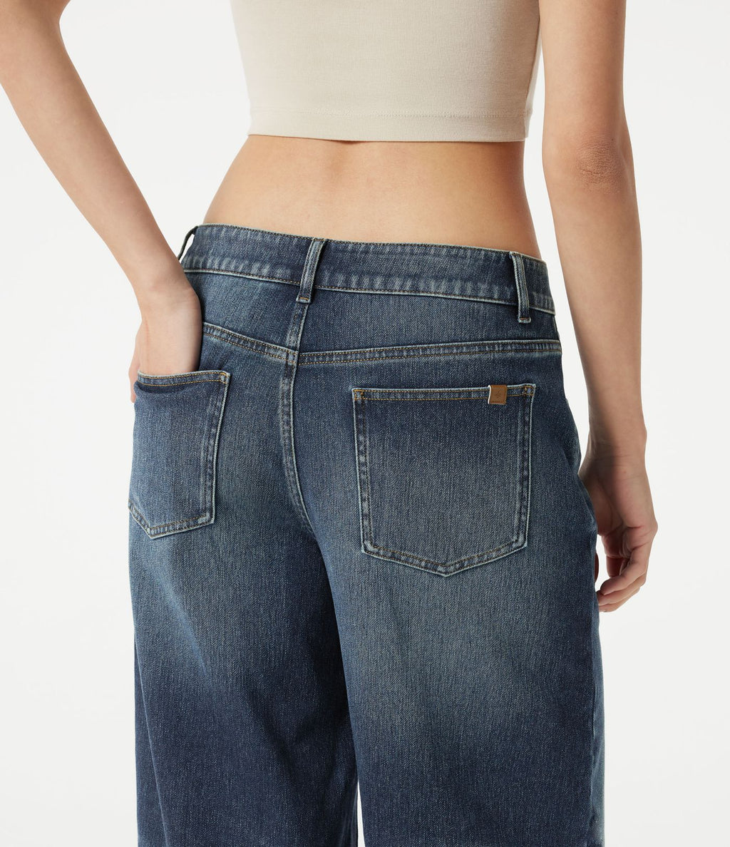 Jean baggy Halara Flex™ taille basse délavé asymétrique avec poches