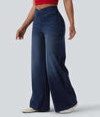 Jean large décontracté Halara Flex™ croisé taille haute avec poches