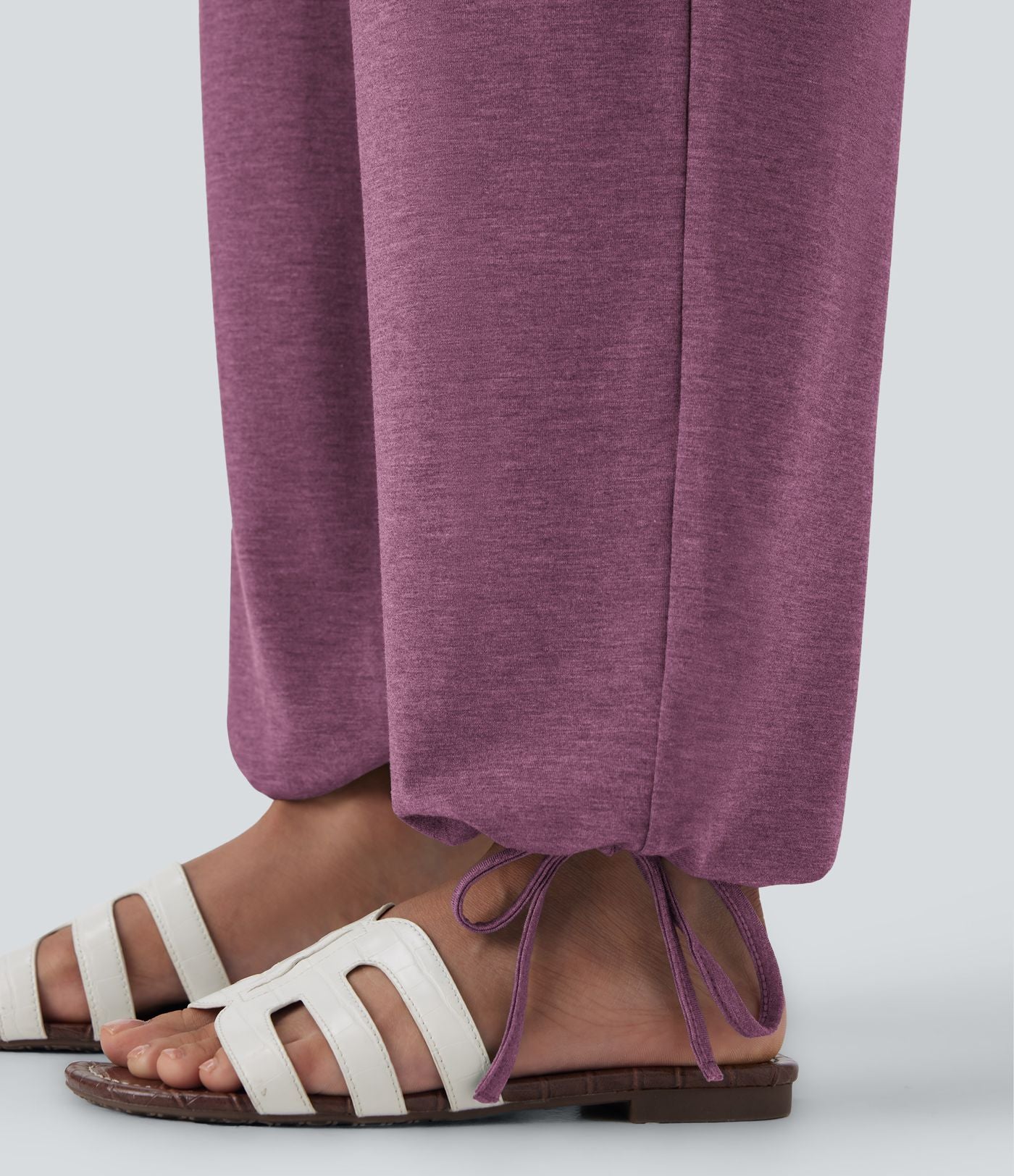 Pantalon de jogging décontracté à taille haute croisée avec poches latérales et cordon de serrage
