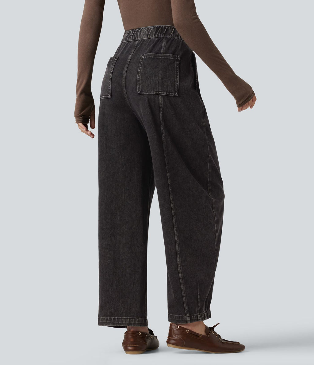 Jean barrel casual taille haute Halara Flex™ à poches