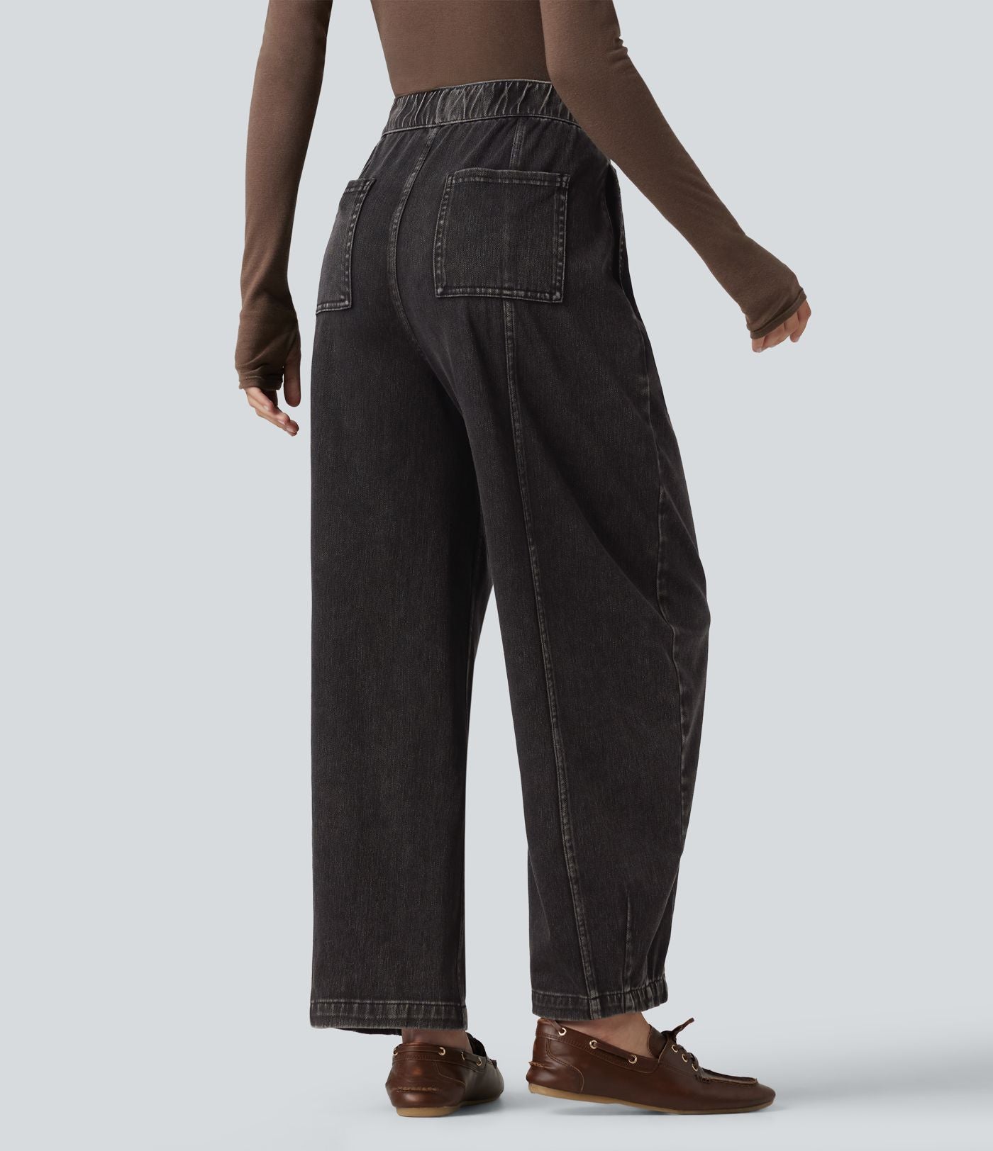Jean barrel casual taille haute Halara Flex™ à poches