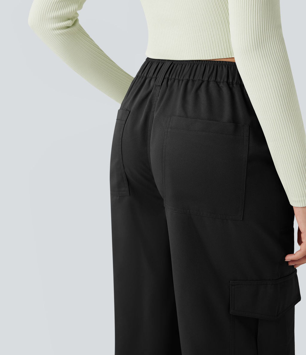 Pantalon coupe droite taille mi-haute avec poches