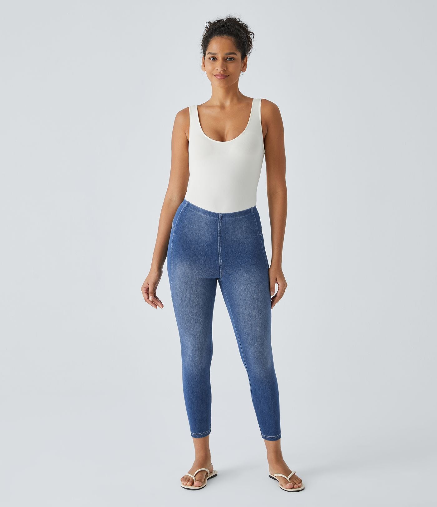 Halara Flex™ Jegging Casual 7/8 Tricoté Stretch Taille Mi-Haute avec Poche Arrière à Enfiler