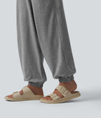 Jogging casual large taille haute à cordon de serrage avec poches