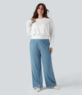 Top grande taille col rond manches longues