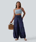 Pantalon bouffant Breezeful™ coupe ballon froncé noué séchage rapide taille haute avec poches