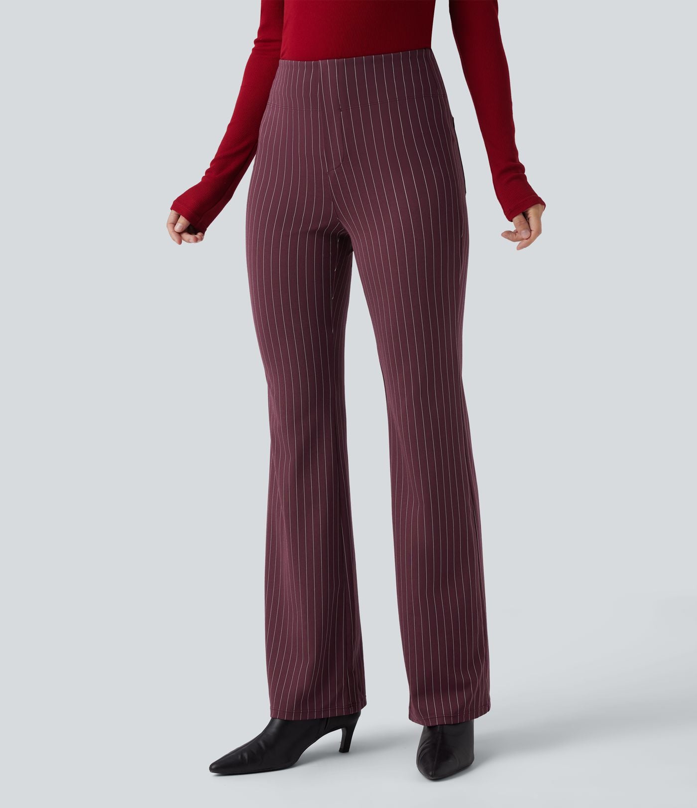 Halara Flex™ Pantalon tailleur évasé à rayures taille haute avec poches
