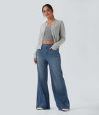 Jean décontracté Halara Flex™ taille mi-haute coupe évasée avec poches