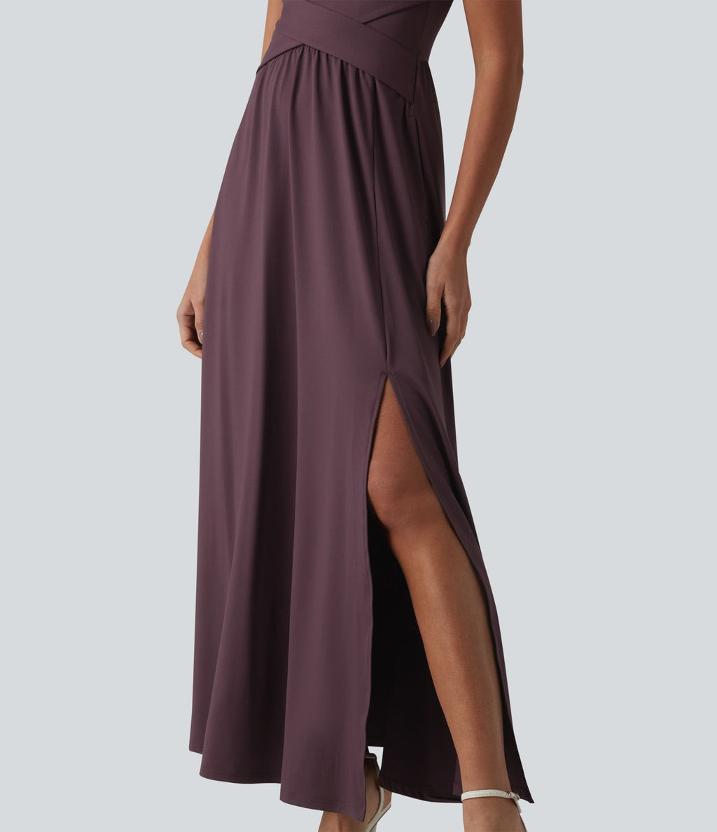 Robe longue sans manches col V avec poches