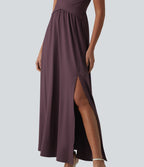 Robe longue sans manches col V avec poches