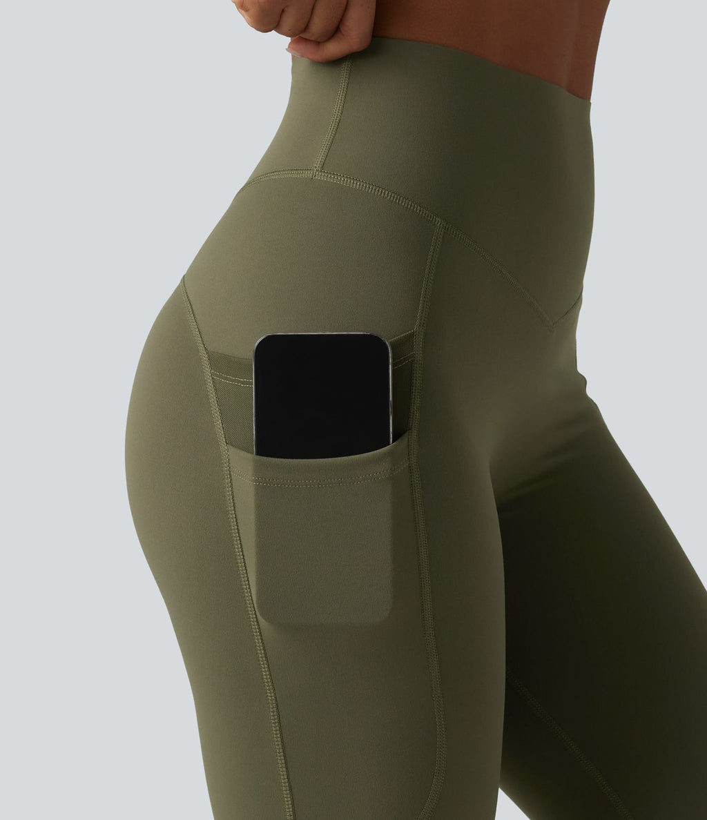 Legging de sport 7/8 Halara UltraSculpt™ taille haute gainant scrunch en mesh contrastant à poches
