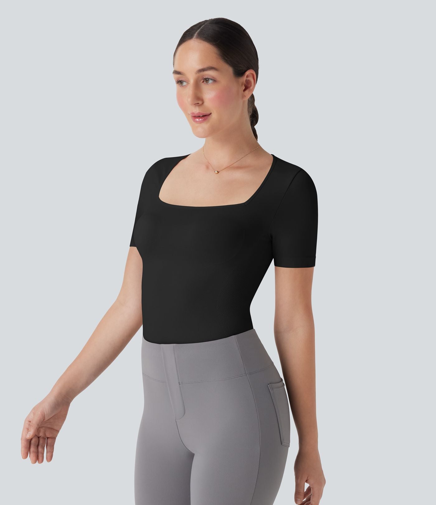 Combinaison de travail lissante décolleté carré avec bretelles de jambe ajustables sans couture OneForm Seamless Flow - Easy Peasy