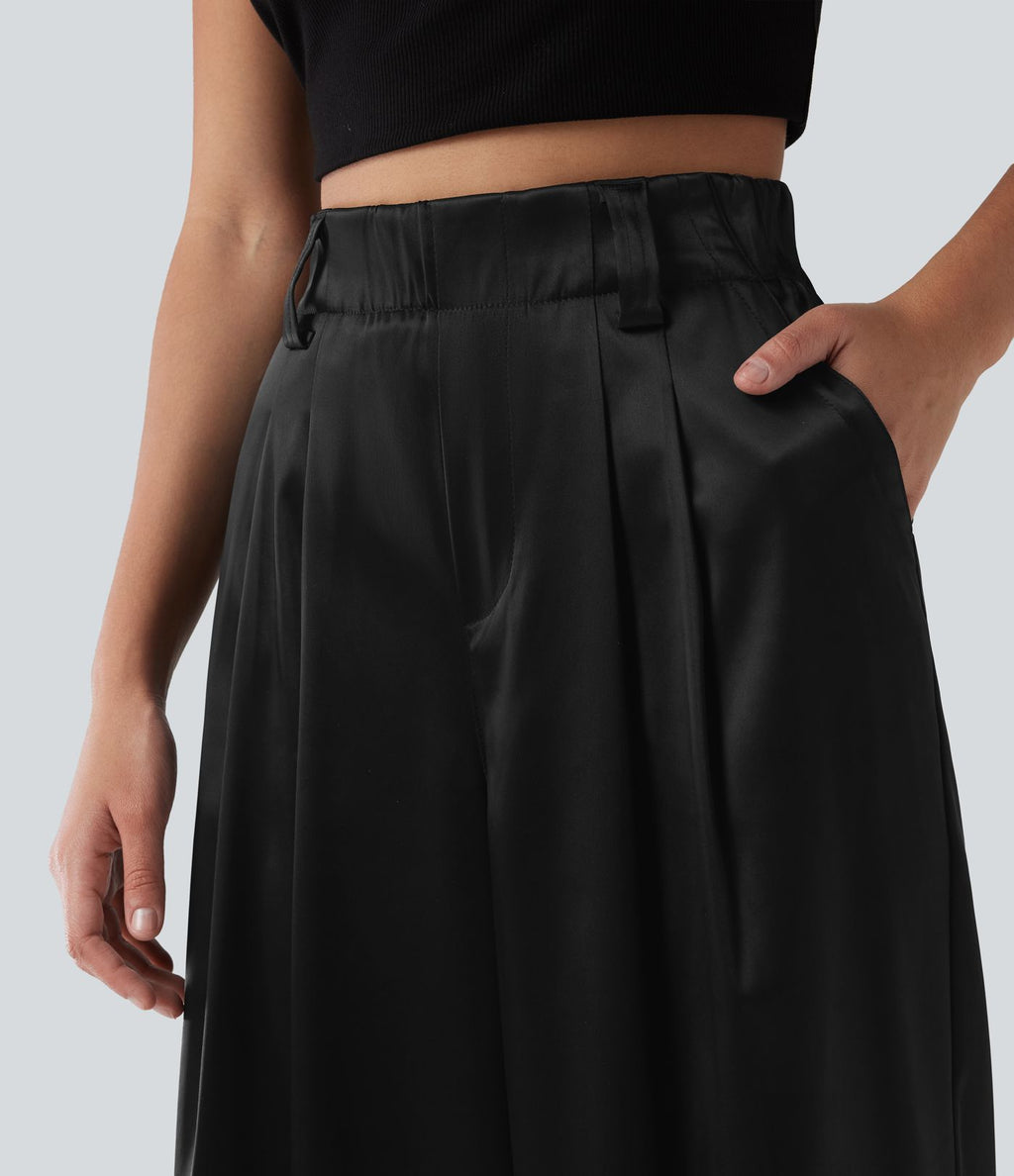 Pantalon tailleur Halara Flex™ large satin taille haute avec poches