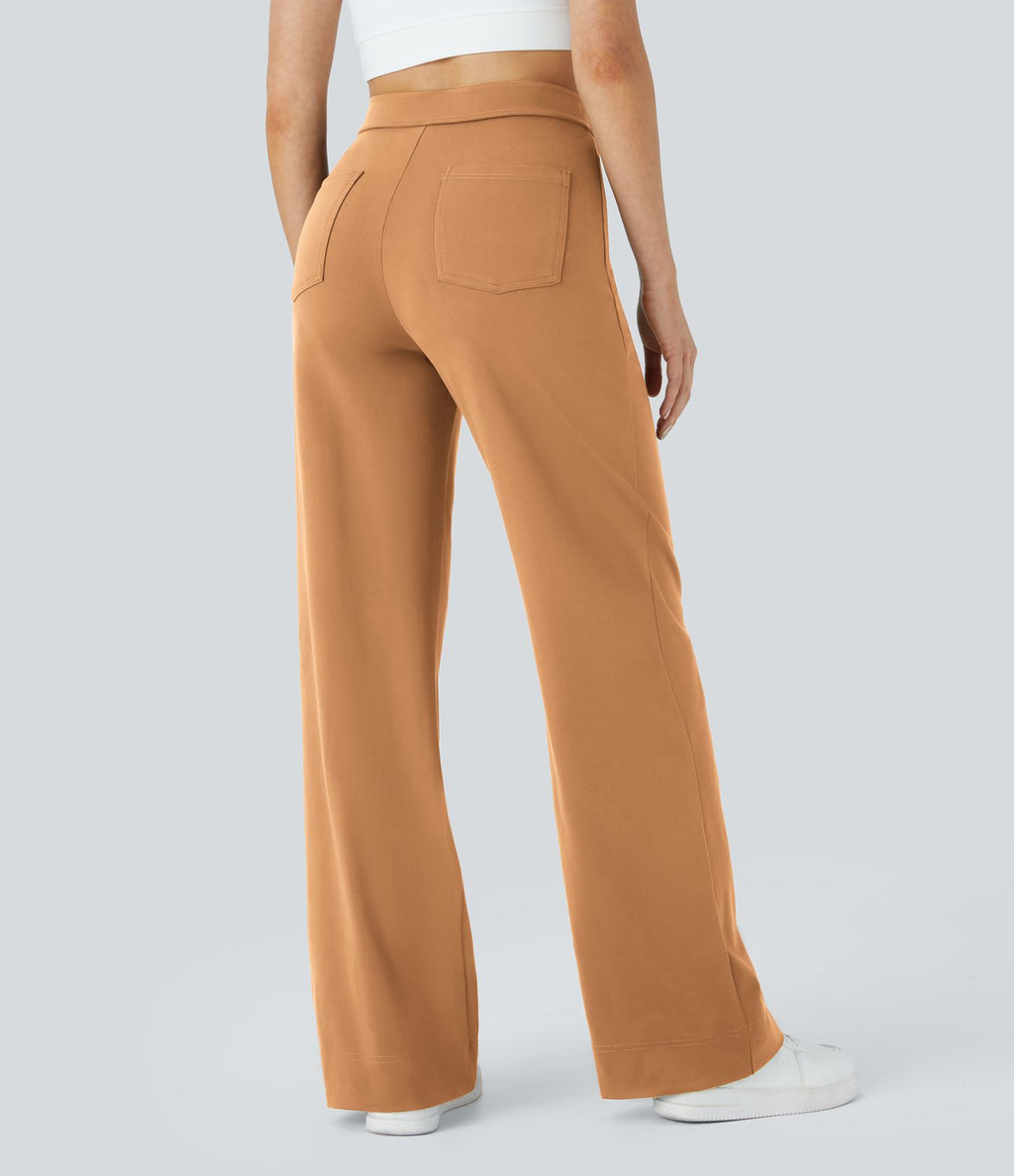 Pantalon taille haute coupe droite DayStretch avec poches