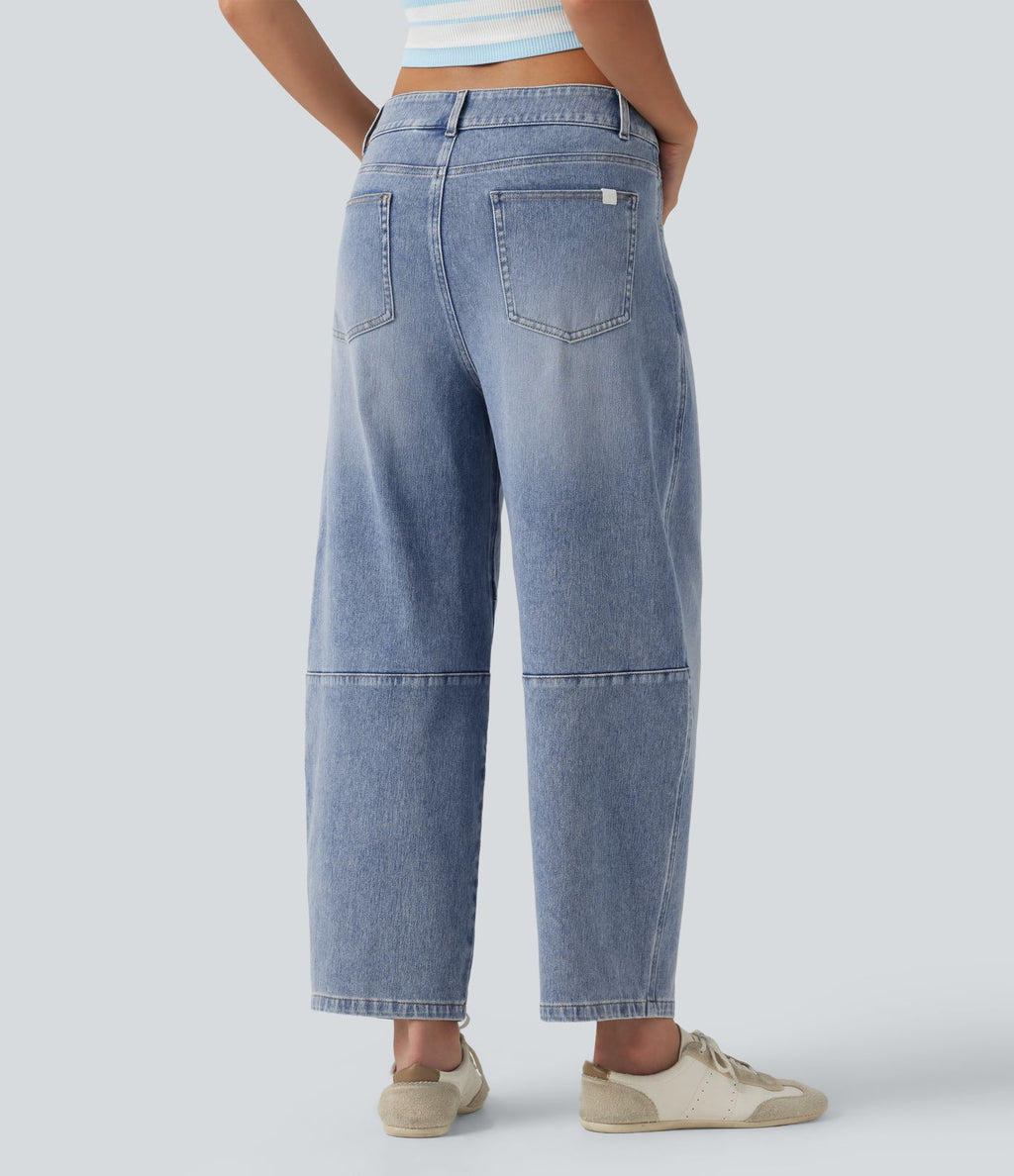Jean Barrel 7/8 taille basse Halara Flex™ avec poches zippées