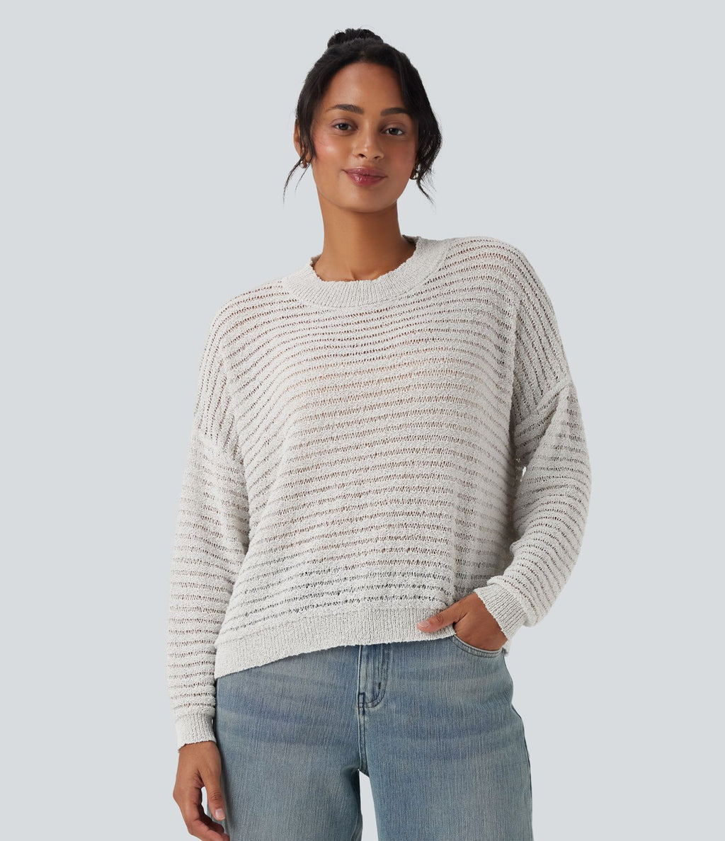 Pull décontracté col rond épaules tombantes coupe décontractée
