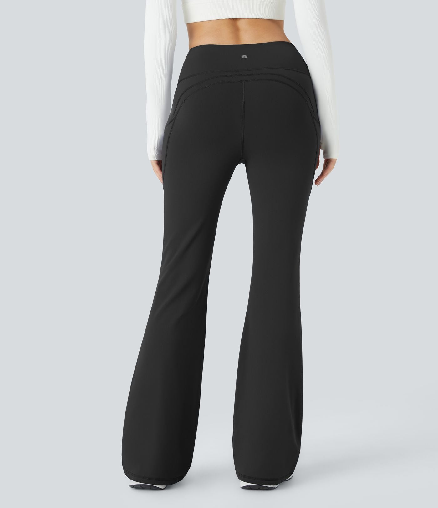 Pantalon de yoga évasé thermique taille haute avec poches latérales
