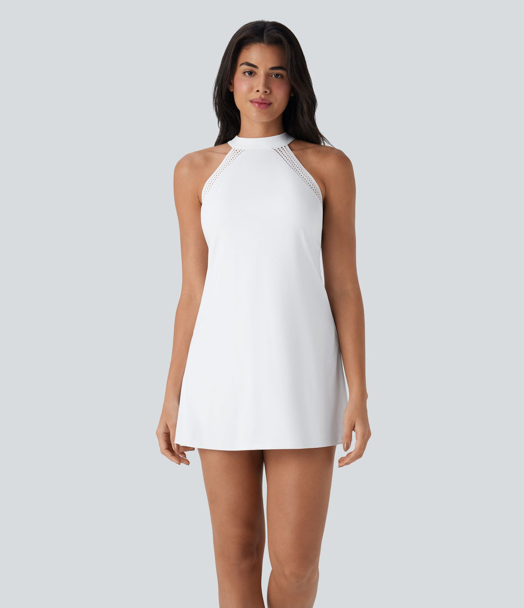 Robe de yoga courte 2-en-1 dos nu à nouer Softlyzero™ Airy Cool Touch avec poche latérale - UPF50+