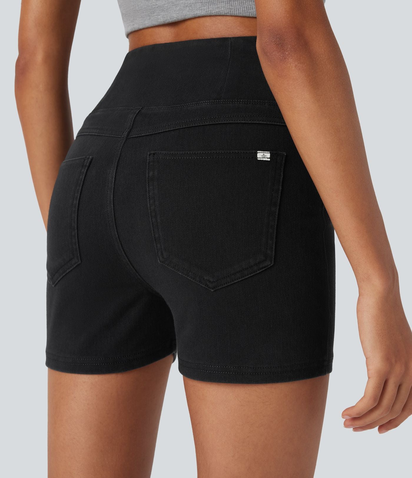 Halara Flex™  Shorts 7,5cm Denim Casual Taille Haute Poches Latérales Croisées en Maille Extensible